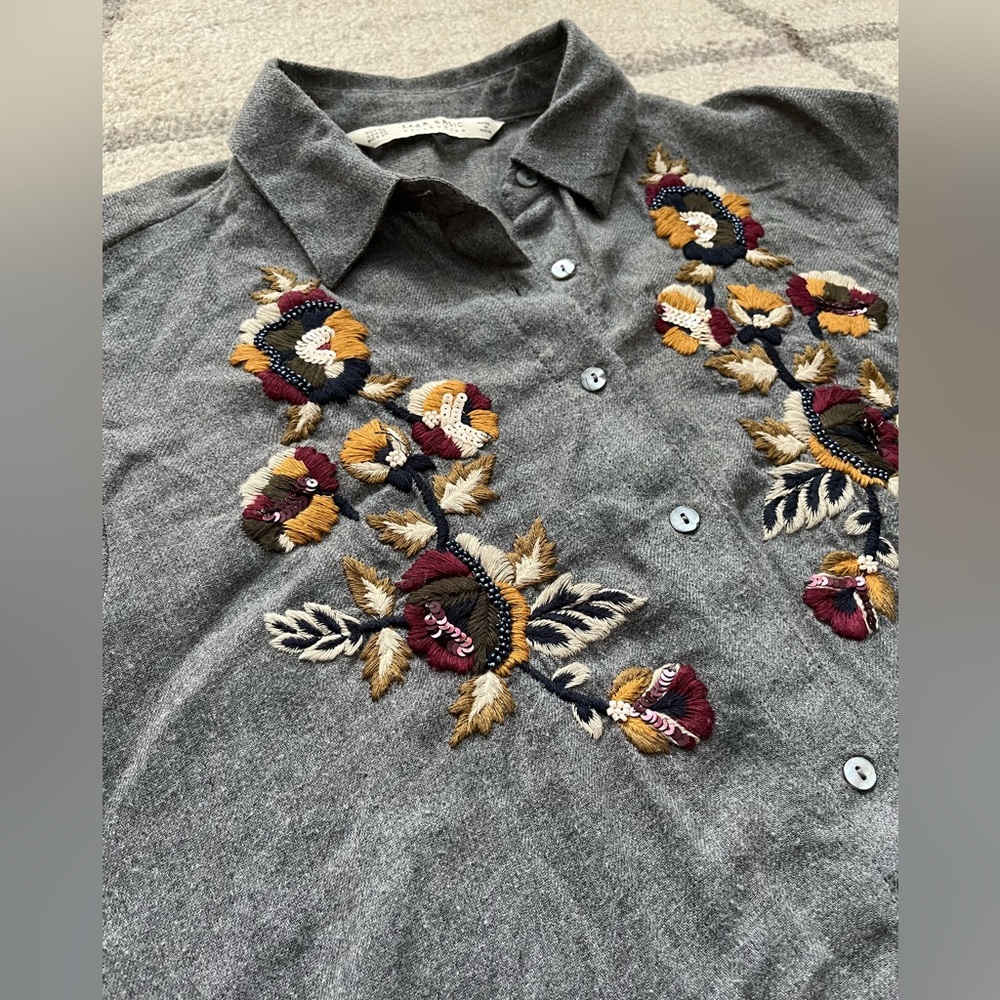Zara: Embroidered shirt dress